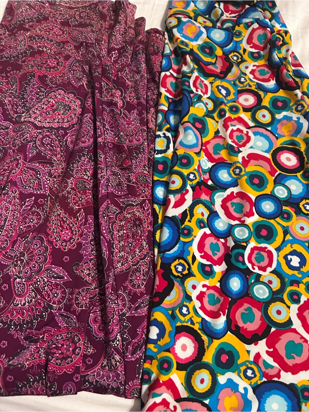 LuLaRoe Magenta Paisley and Multi-Color Circle Skirt Set
